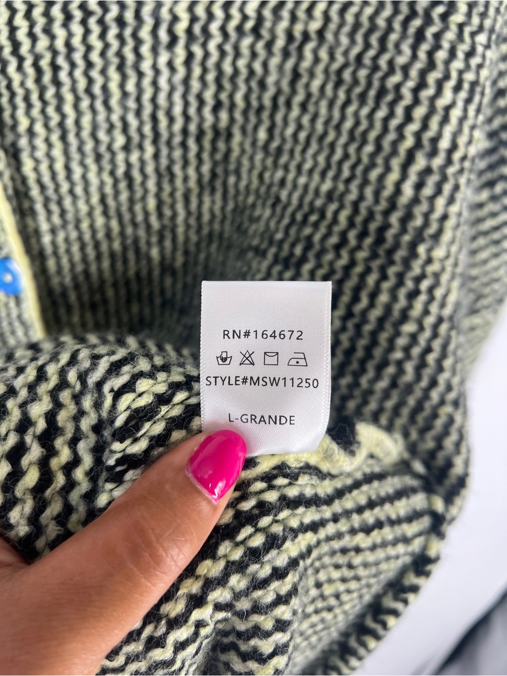 Olive Striped Cardigan with Colorful Buttons - Picture 10 of 13